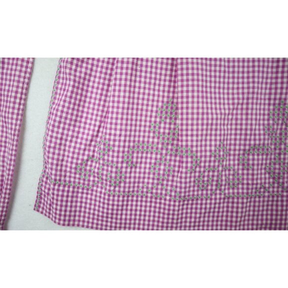 VINTAGE PURPLE CHECKERED PLAID EMBROIDERED HALF APRON - Picture 2 of 7